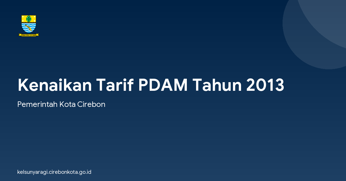 Kenaikan Tarif PDAM Tahun 2013