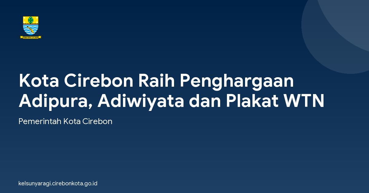 Kota Cirebon Raih Penghargaan Adipura, Adiwiyata dan Plakat WTN