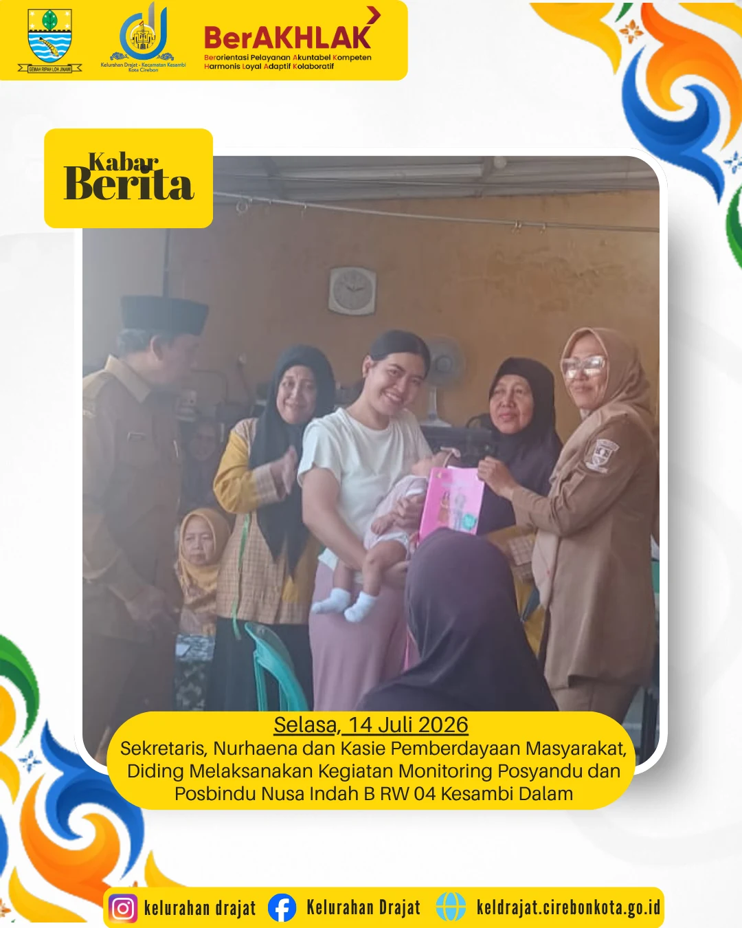 Monitoring Posyandu Nusa Indah B RW 04, Sekretaris,Nurhaena,S.Kep dan Kepala Seksi Pemberdayaan,Diding, S.Sos Pastikan Layanan Kesehatan Berjalan Optimal