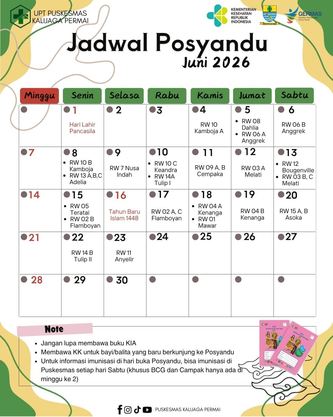 Jadwal Posyandu Kelurahan Kalijaga