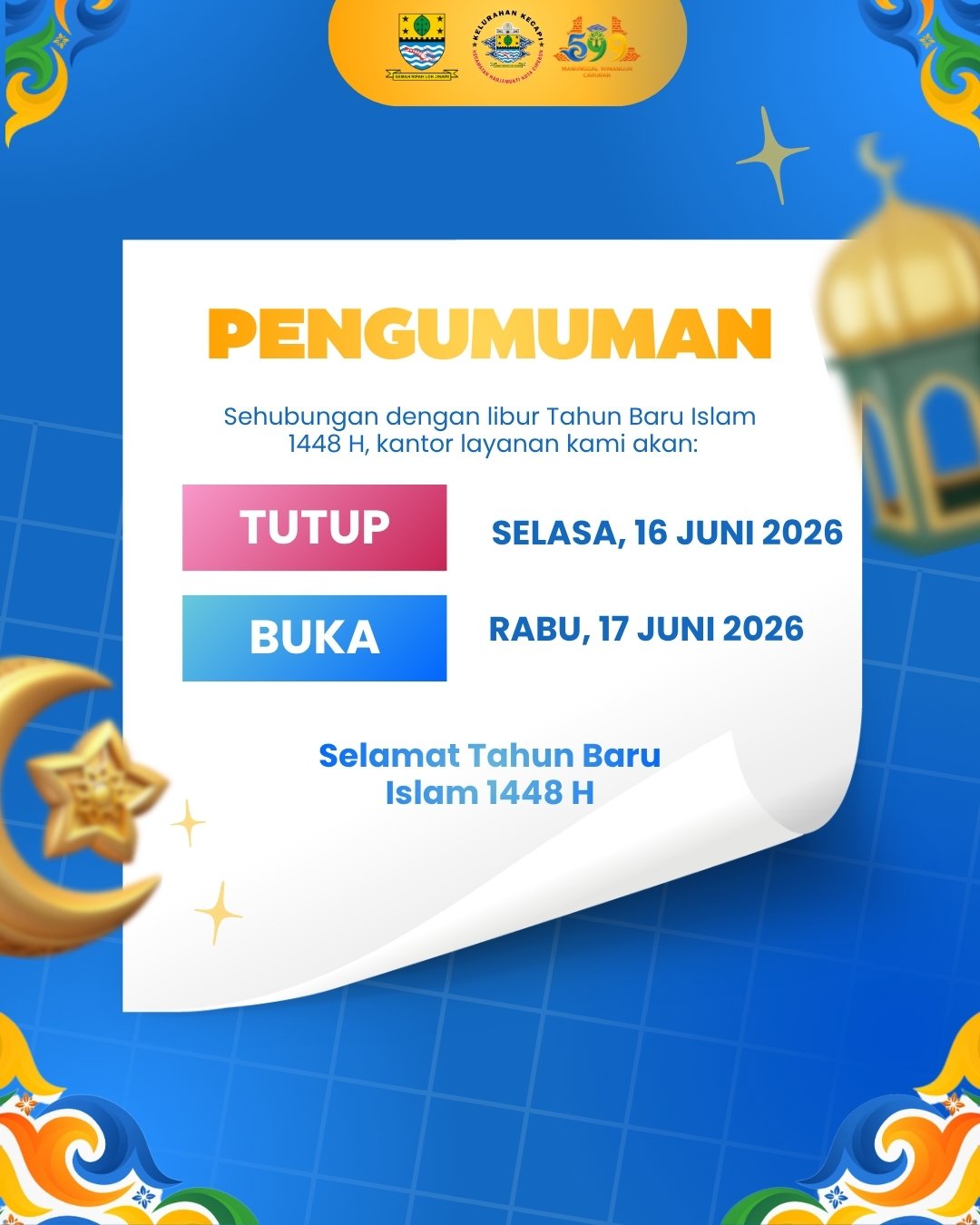 Pengumuman Libur Hari memperingati Tahun Baru Islam 1 Muharram 1448 H