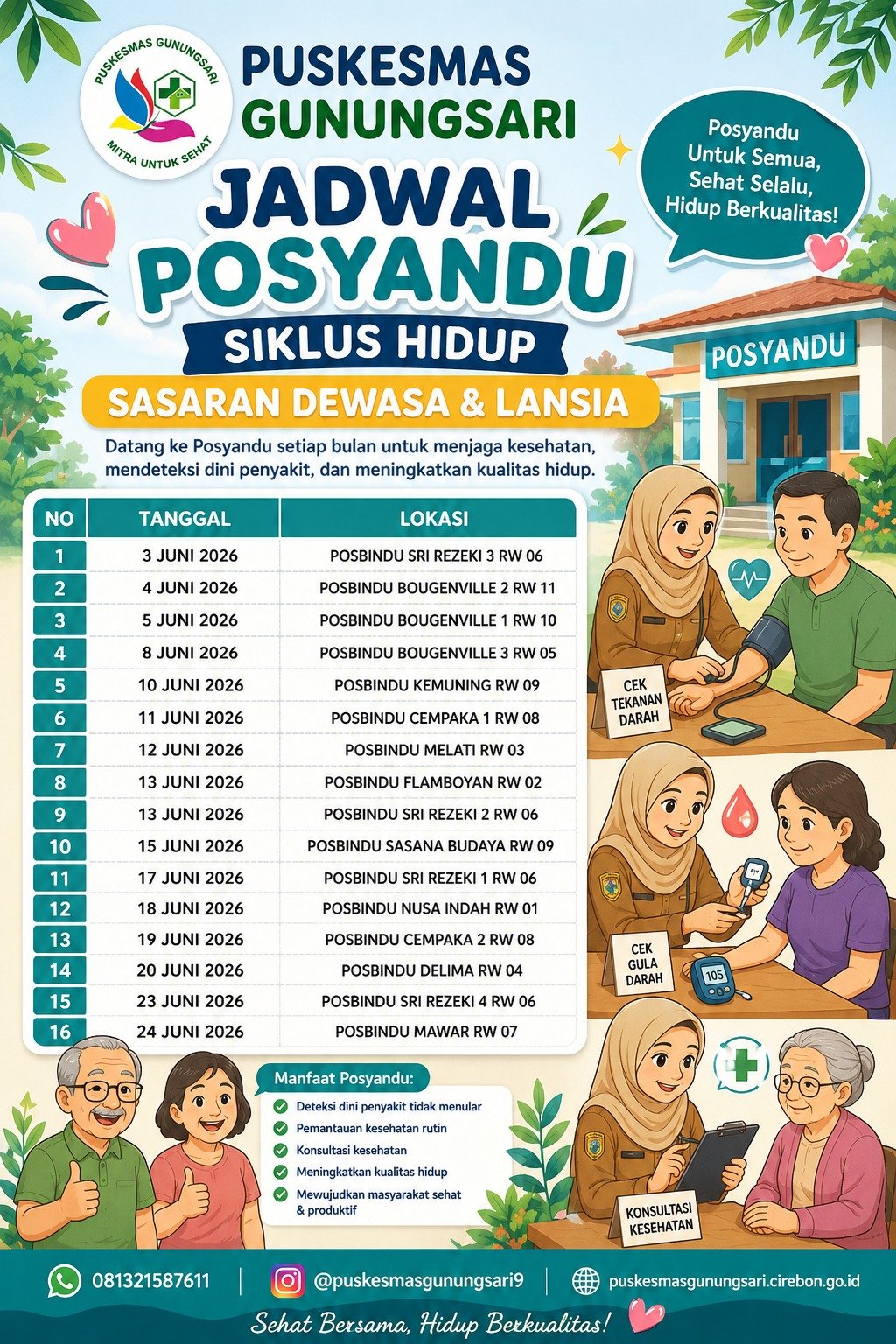 JADWAL POSYANDU SIKLUS HIDUP BULAN JUNI 2026 KELURAHAN PEKIRINGAN