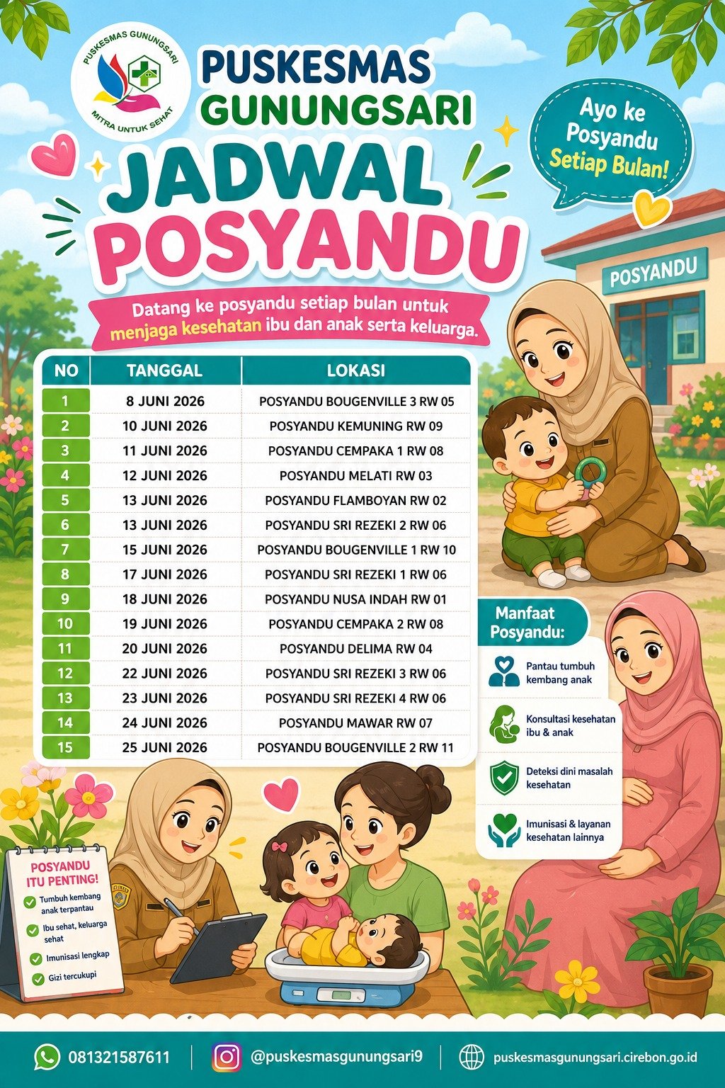 JADWAL POSYANDU BALITA BULAN JUNI 2026 KELURAHAN PEKIRINGAN