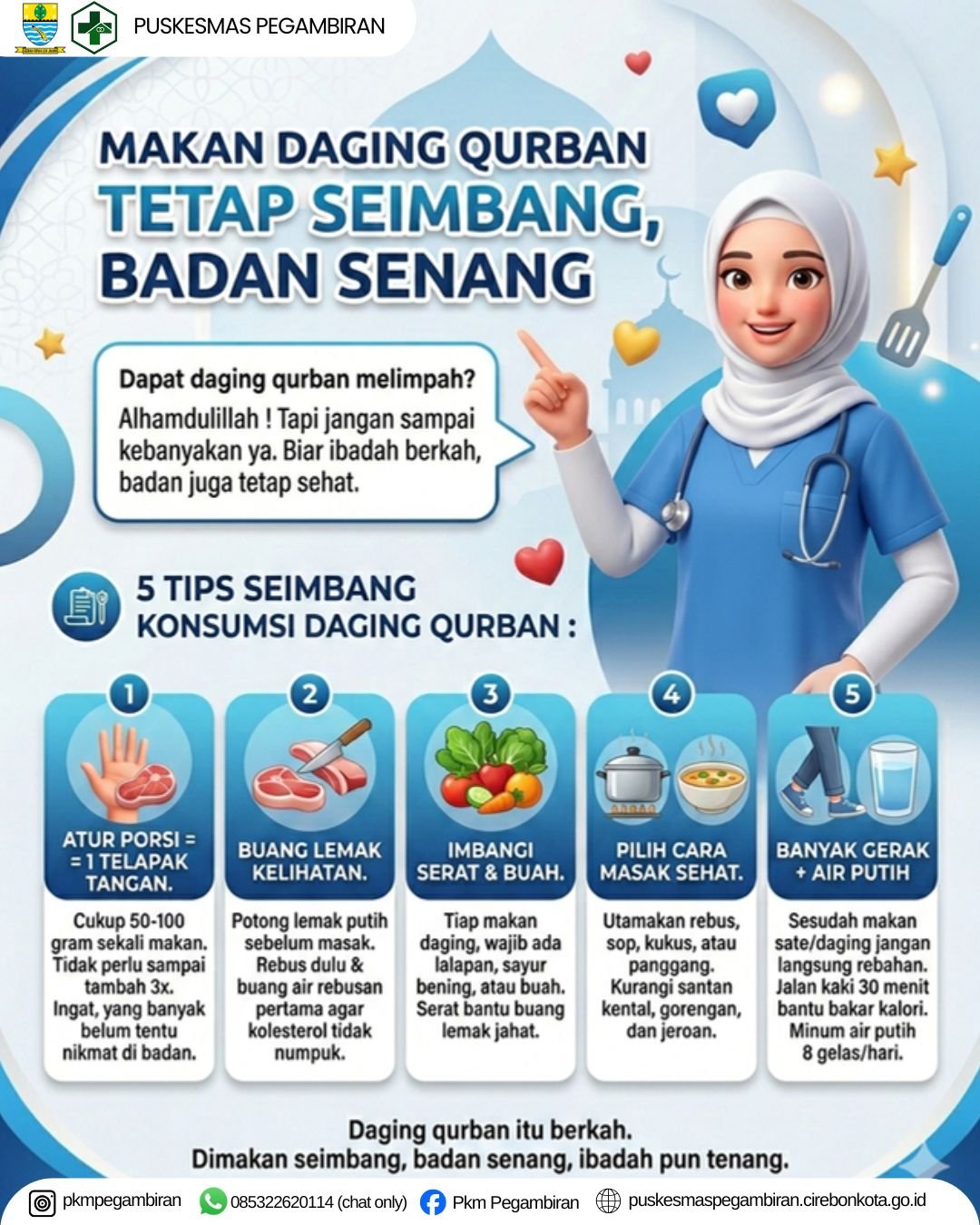 MAKAN DAGING QURBAN TETAP SEIMBANG, BADAN SENANG,
5 TIPS SEIMBANG KONSUMSI DAGING QURBAN