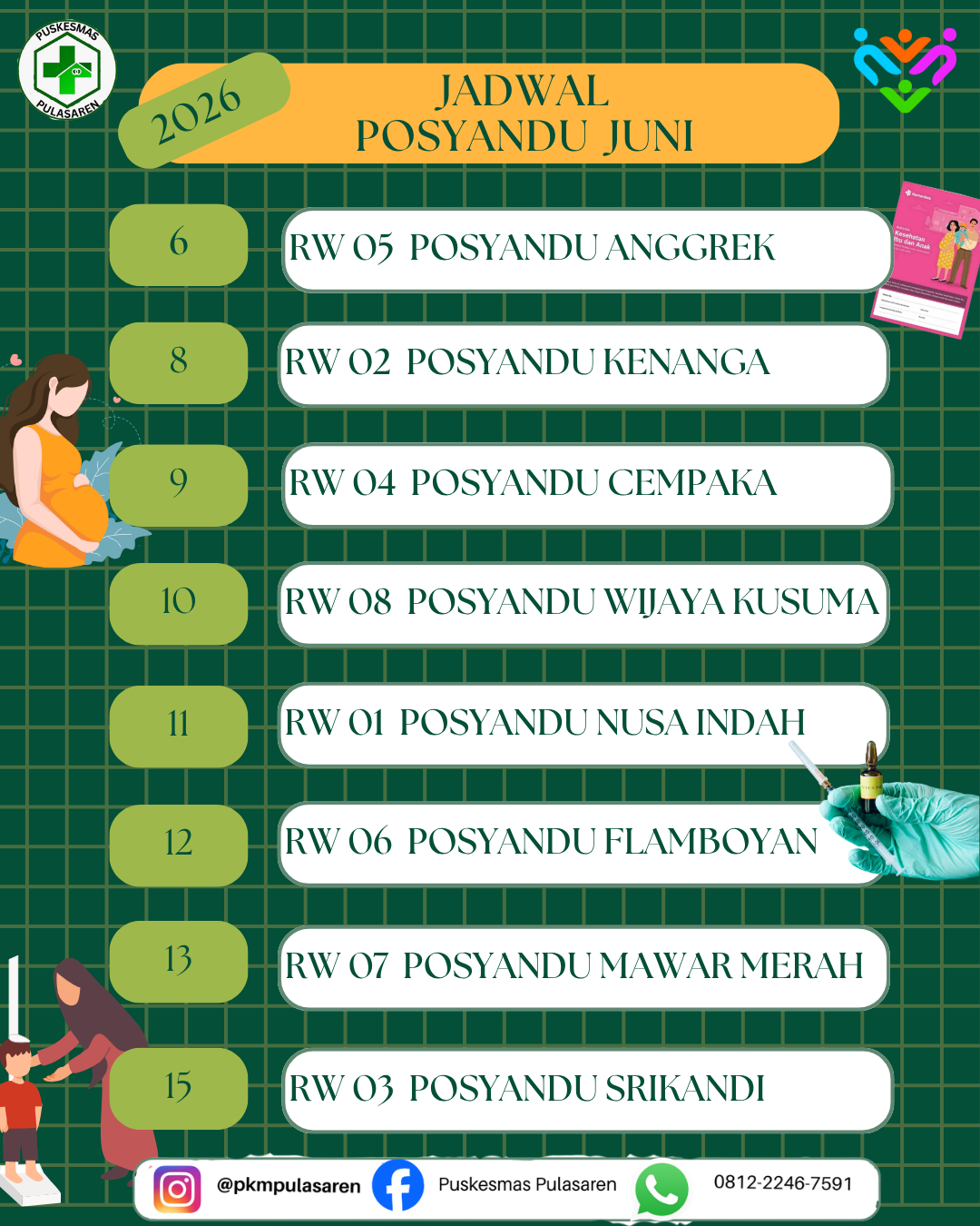Jadwal Posyandu Kelurahan Pulasaren Bulan Juni 2026