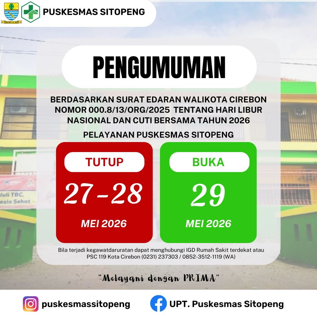 PENGUMUMAN PELAYANAN PUSKESMAS SITOPENG